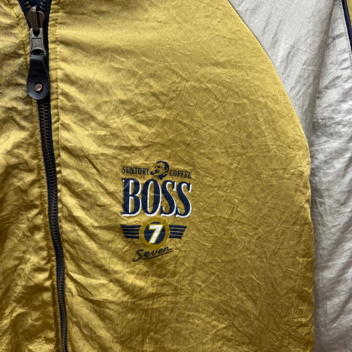 90s 산토리 보스 커피 리버시블 봄버 자켓 후면 빅로고 포인트 상품이미지7