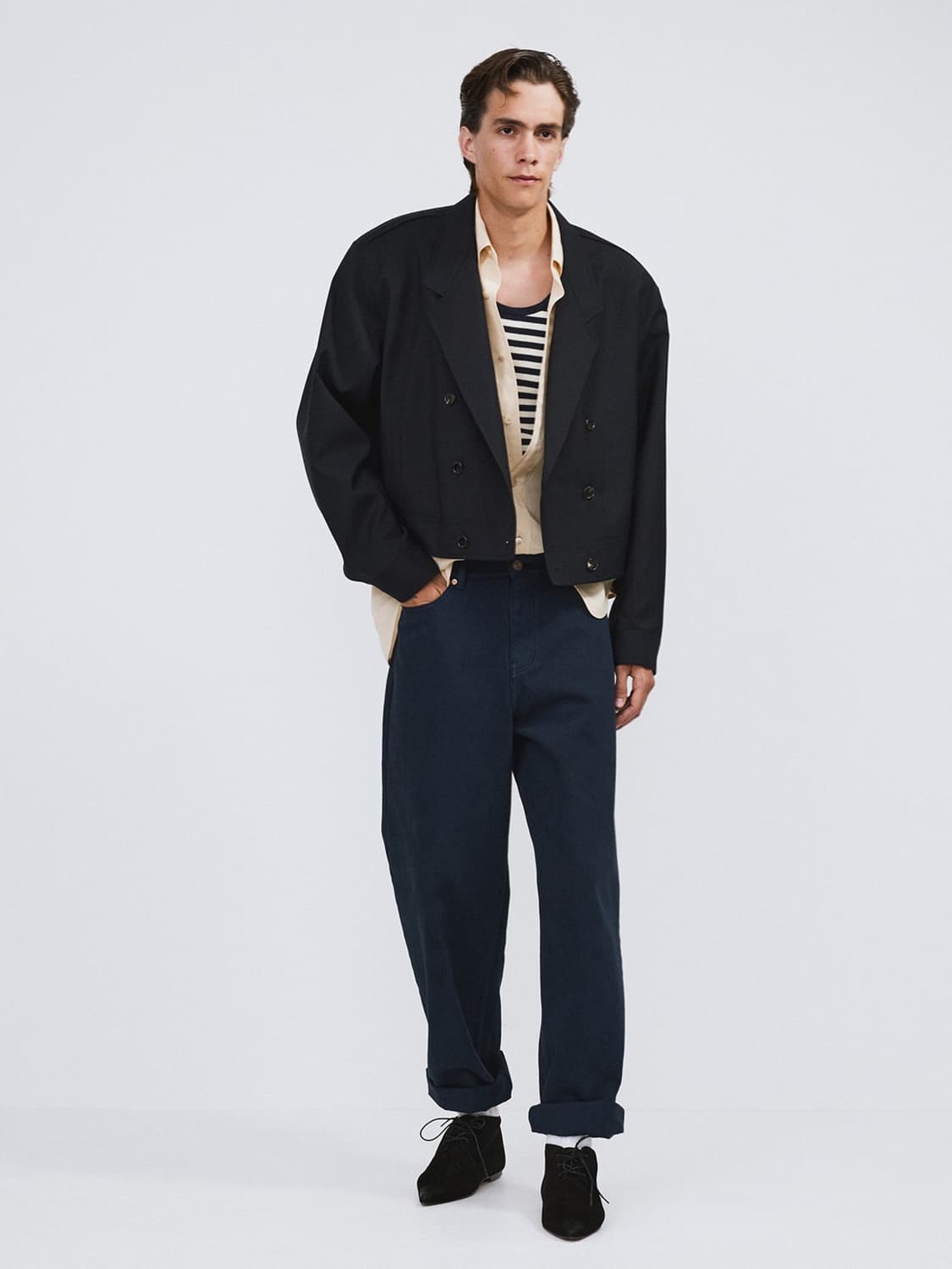 렉토 26SS 더블 브레스티드 숏 점퍼 자켓 다크 네이비 상품이미지2