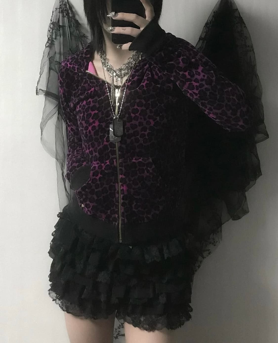 쥬시꾸뛰르 빈티지 갸루 펑크 레오파드 후드집업 상품이미지2