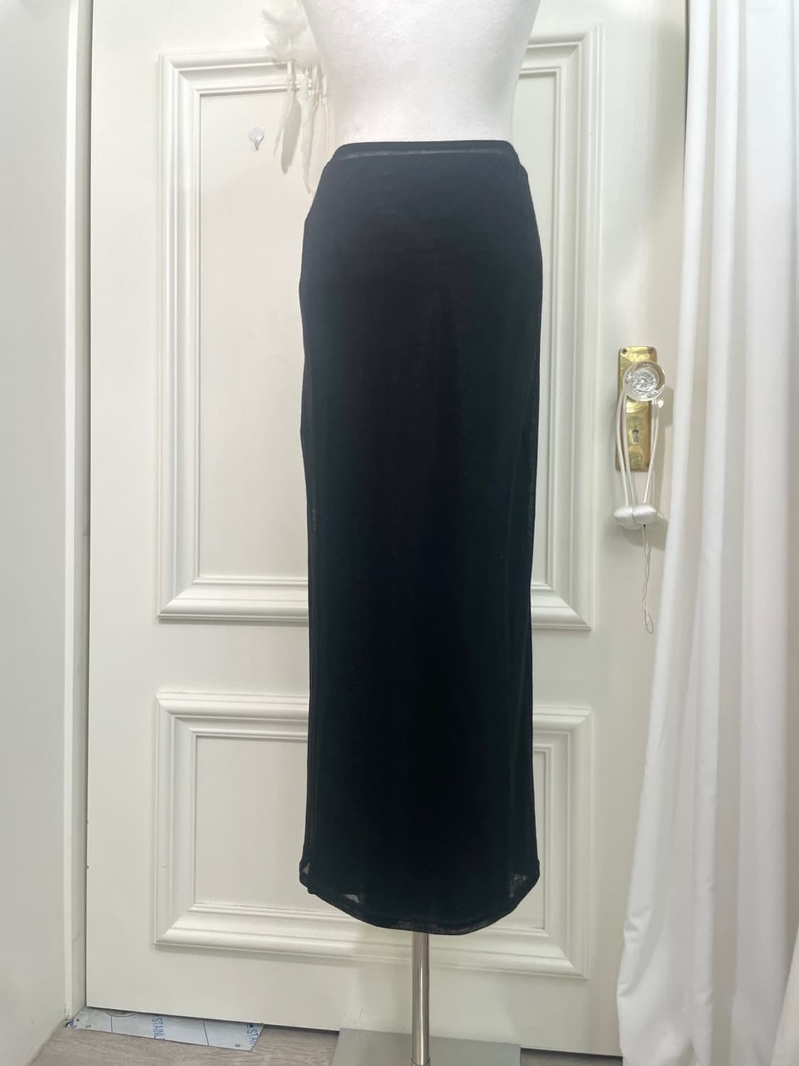 black sheer shirring bow top&skirt set 상품이미지9