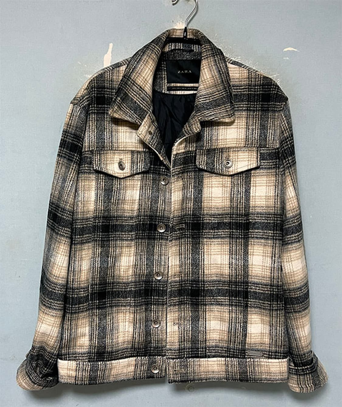 ZARA 자라 모직자켓 트러커 새상품 추동 체크 L 100 상품이미지1