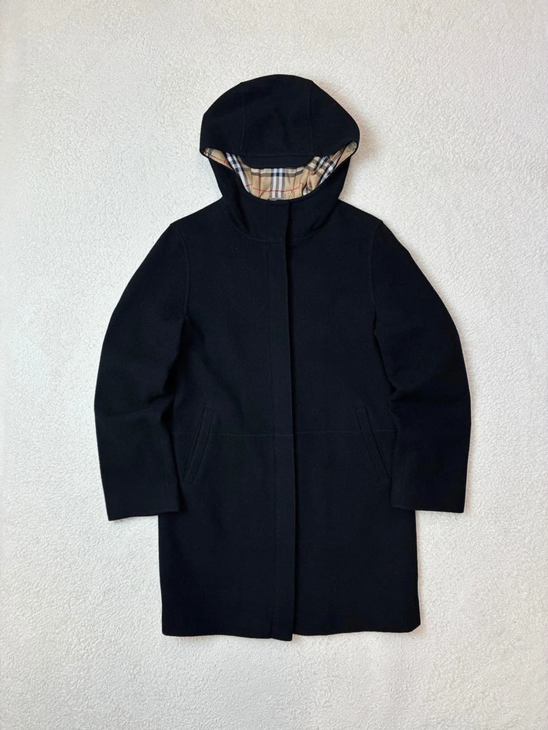 버버리 블루라벨 00's 재팬 울 스트레이트 후디 코트 PN6042    상품이미지1