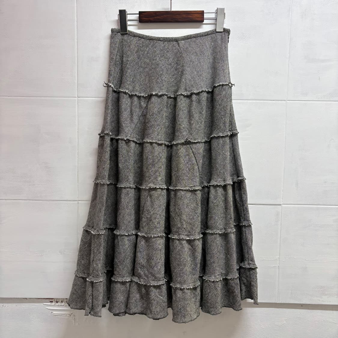 그레이 헤링본 보카시 패치워크 캉캉 스커트 (JPN) 상품이미지4