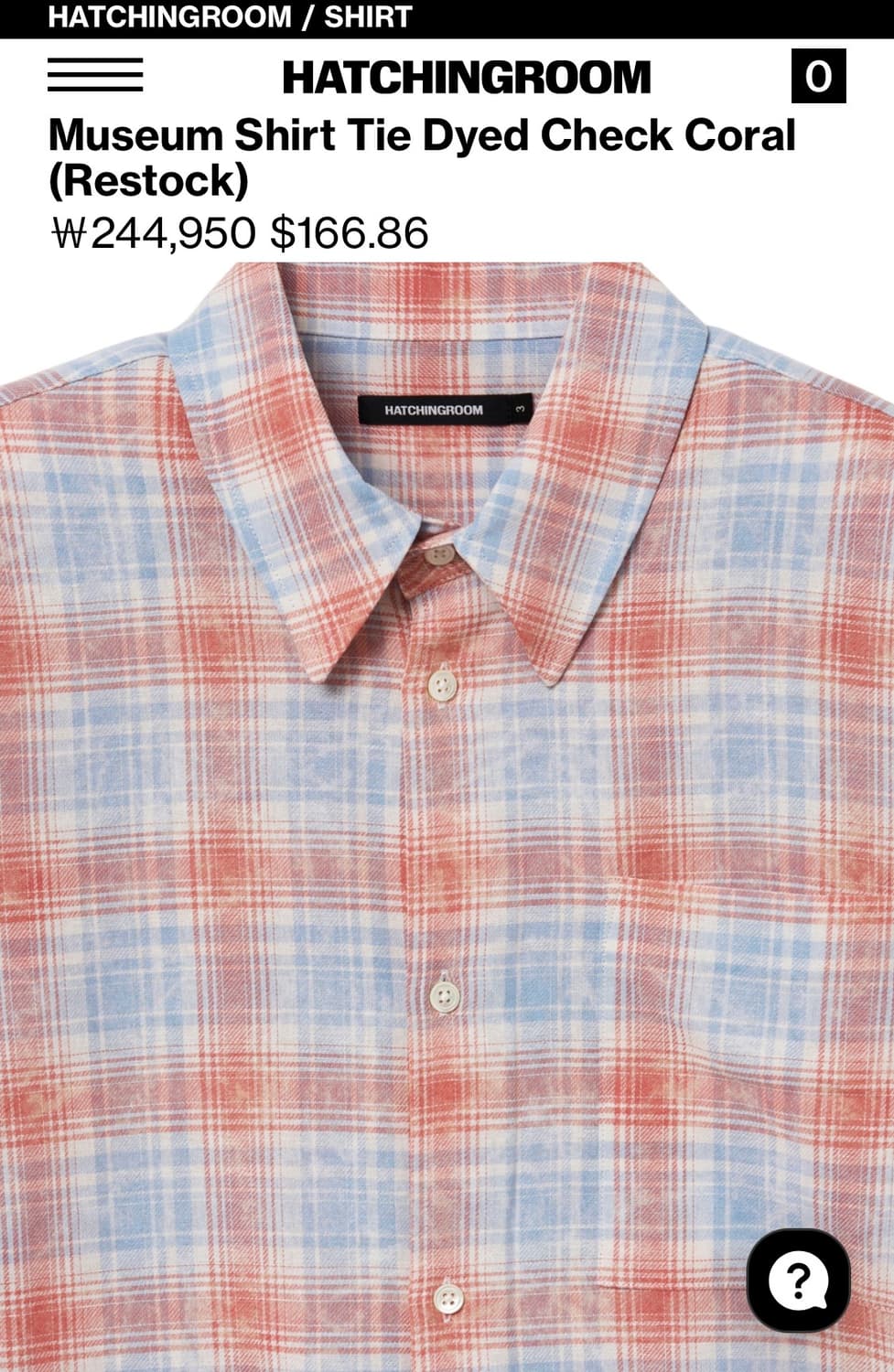 구매 / 해칭룸 뮤지엄 다이드 체크셔츠 코랄 2사이즈 상품이미지1