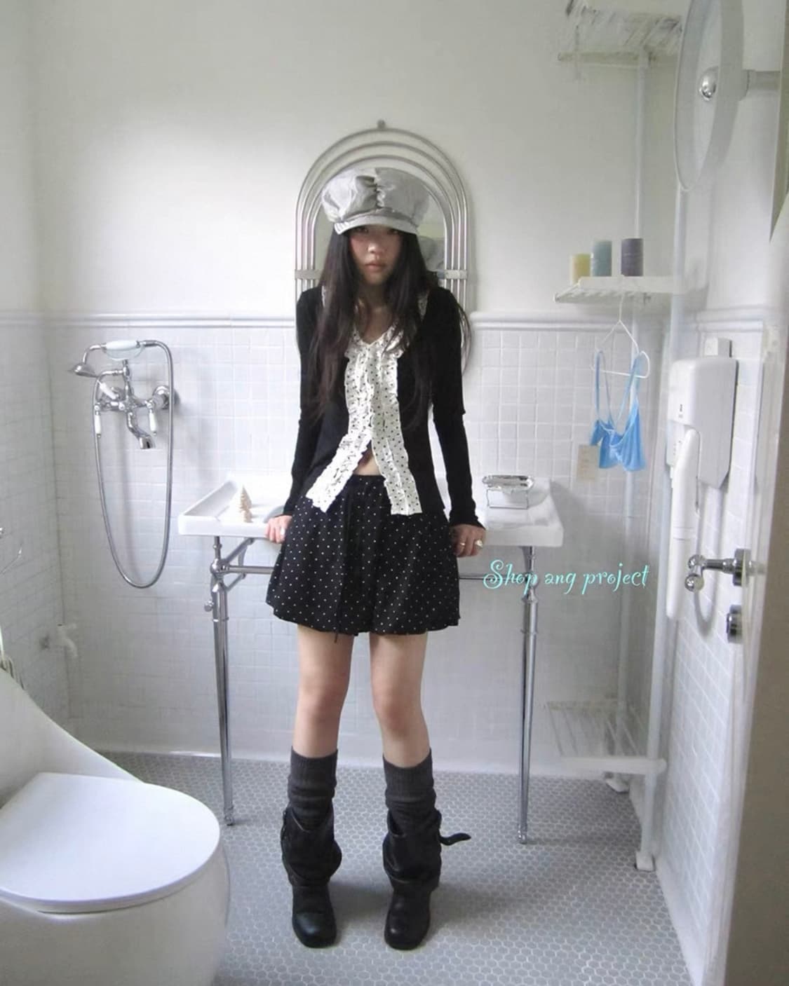 Ang project 도트 스커트 블랙 상품이미지1