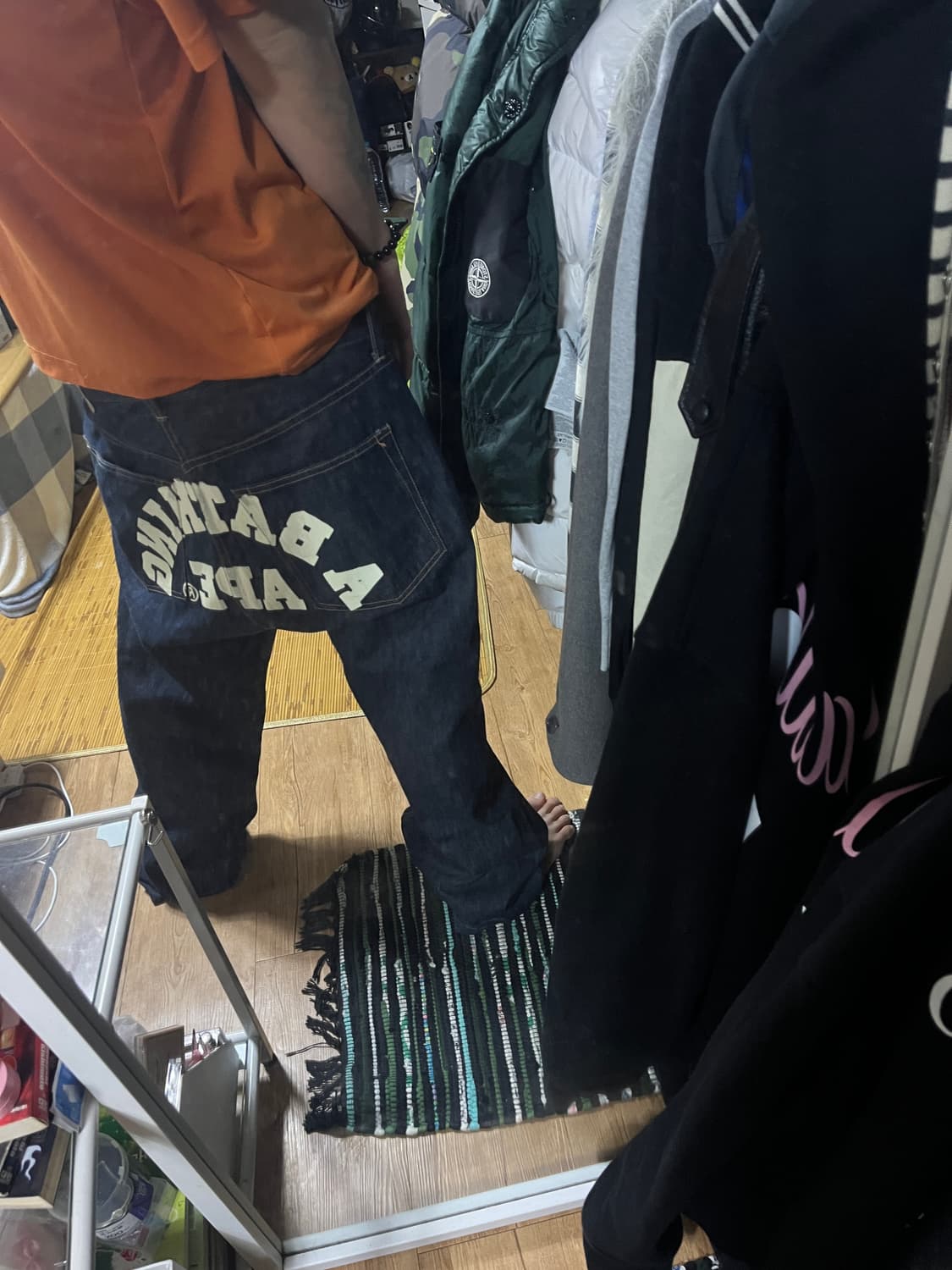 bape 와이드 생지데님 (새깅 밑위 긴버전) L 상품이미지5