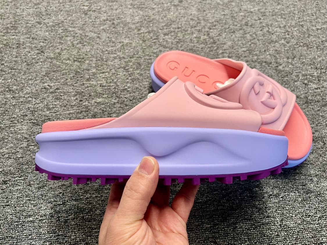 [255] 구찌 인터로킹 뮬 슬리퍼 핑크 퍼플 새제품 39  상품이미지5