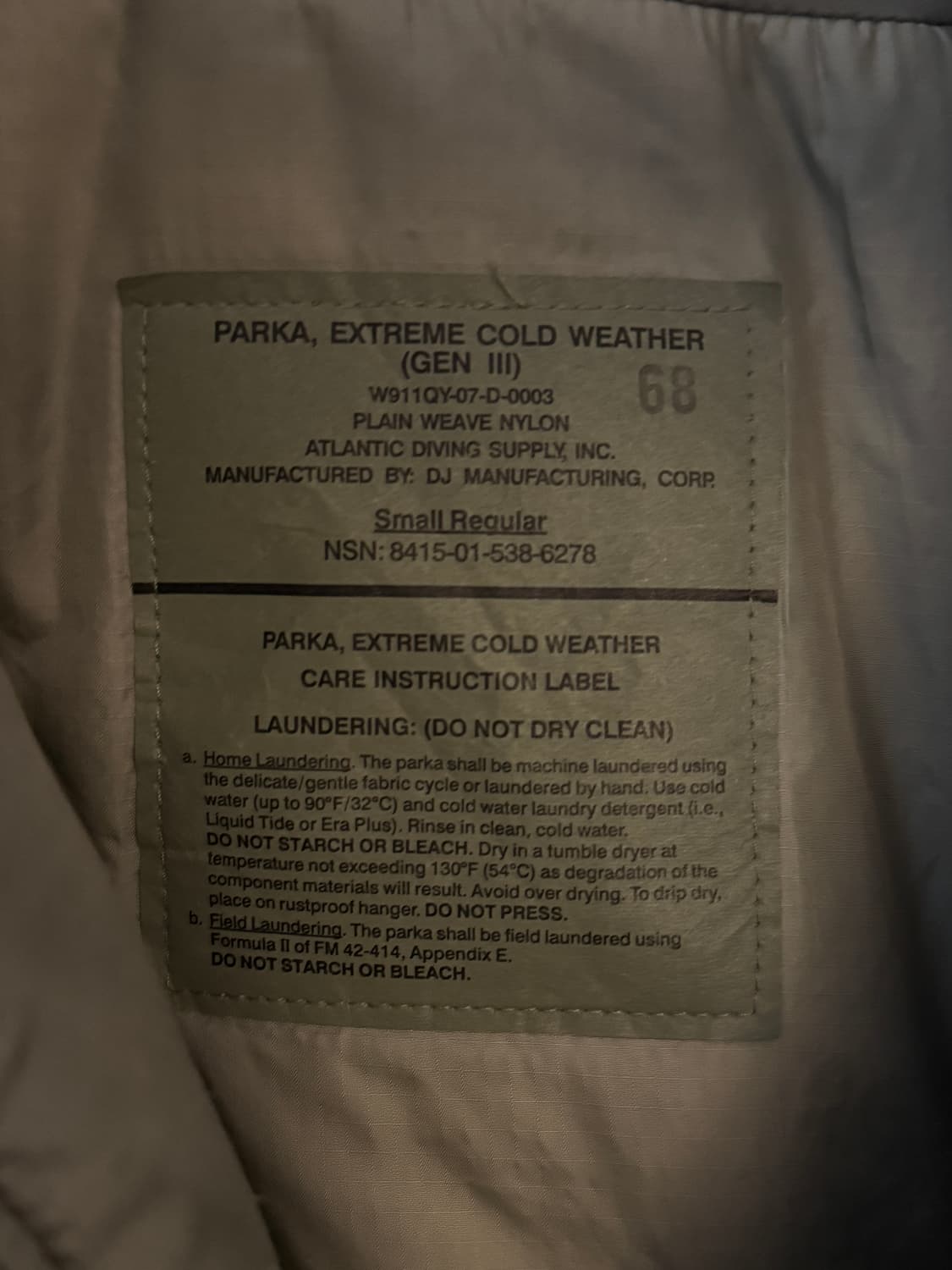 미 군납 오리지널 프리마로프트 레벨7 l7 파카 패딩 상품이미지2