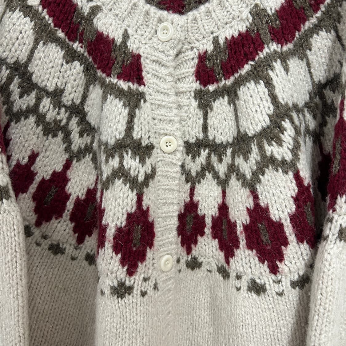 노운베러 다이아몬드 자카드 울 블렌드 가디건 오트밀 상품이미지3