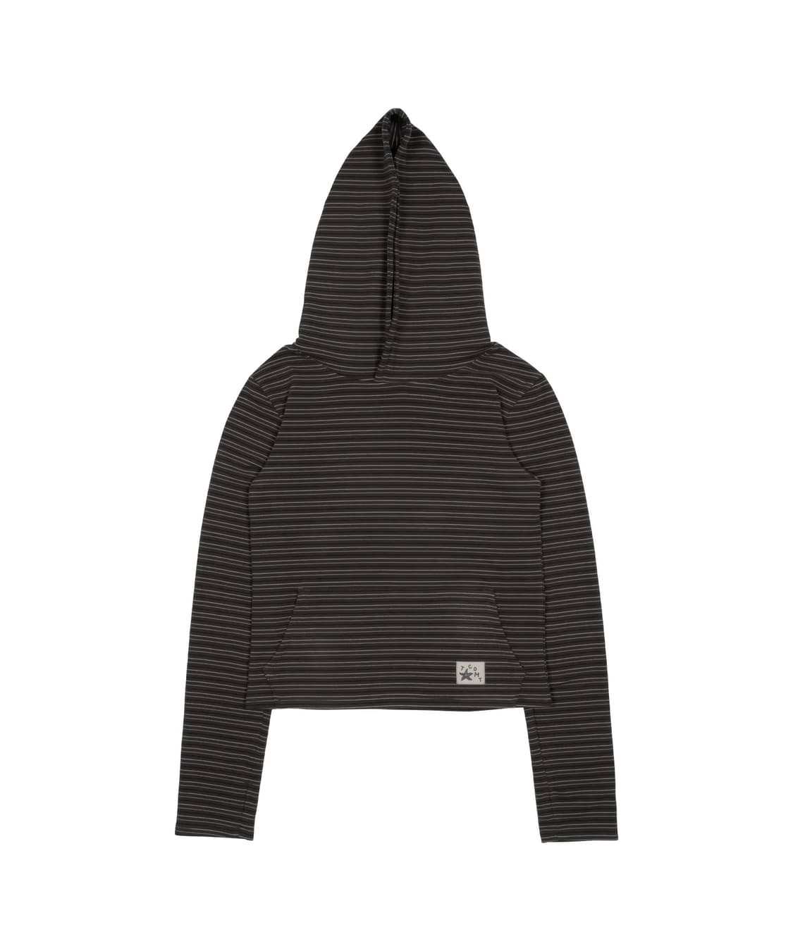 더콜디스트모먼트 스트라이프 크롭 후디 차콜 상품이미지1