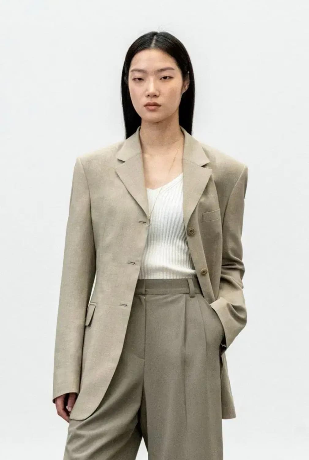 인사일런스우먼 싱글 브레스티드 울 블레이저 상품이미지1