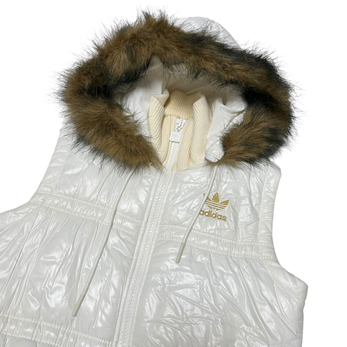 아디다스 화이트 후드 퍼 베스트 패딩조끼  상품이미지4