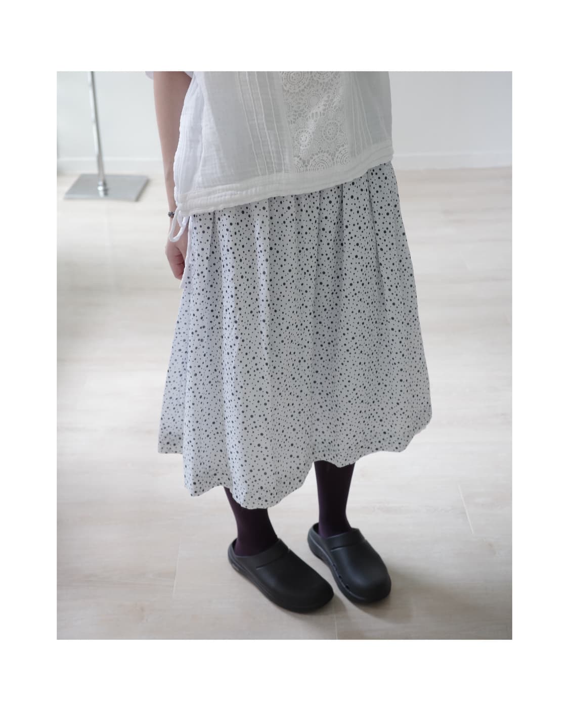 Retro dot flared skirt 상품이미지6