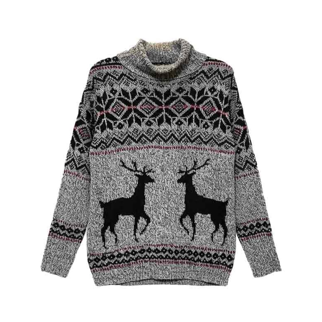 USA VINTAGE 터틀넥 롱 니트 노르딕 패턴 디테일 그레이 상품이미지1