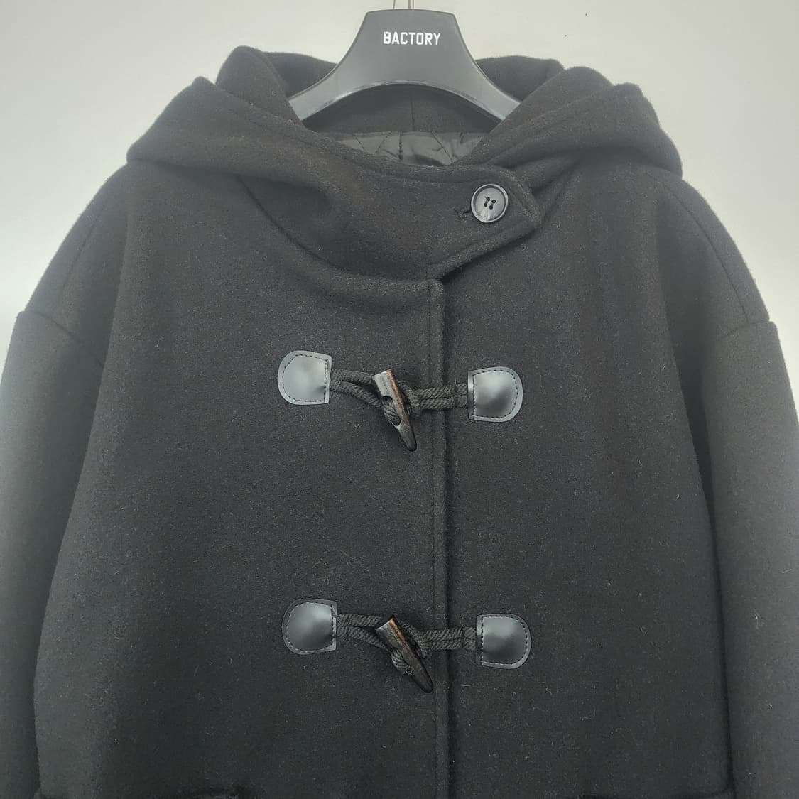 UMST 블랙 후드 떡볶이 코트 숏코트 상품이미지2