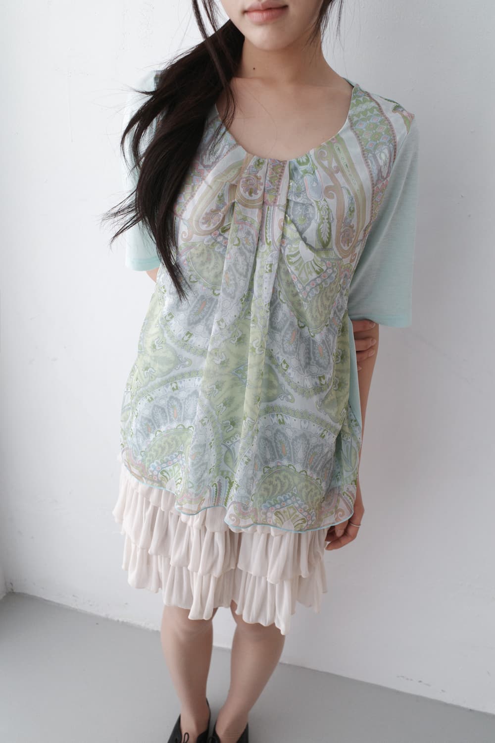 paisley shirring half T 상품이미지5