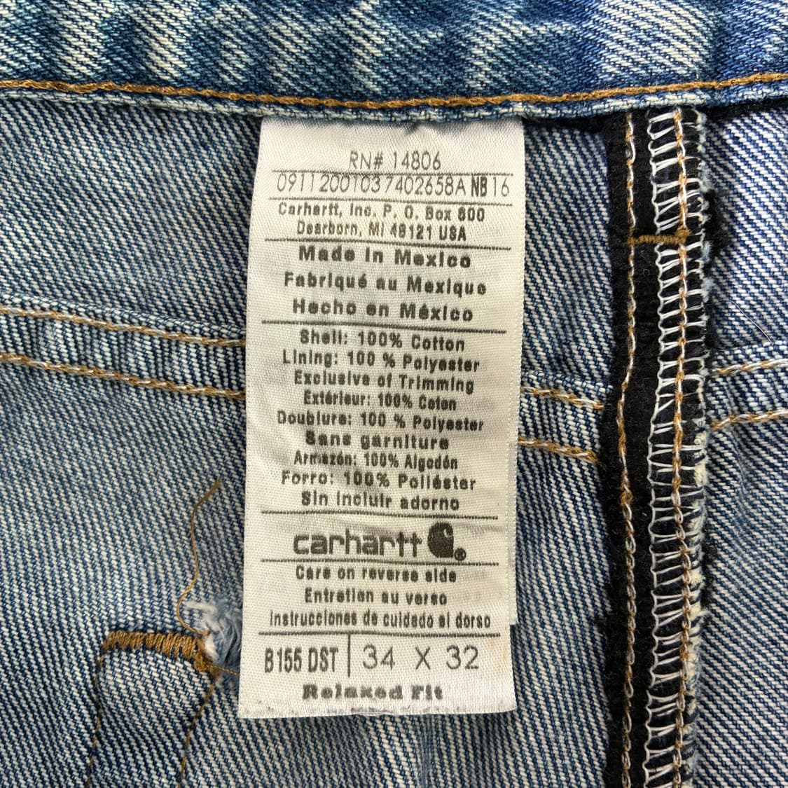 Carhartt 칼하트 데님 워시드 레더 포인트 워크 팬츠 상품이미지7