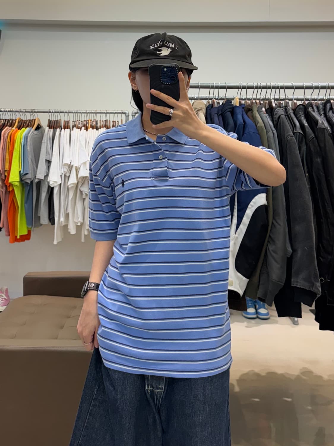 폴로 스트라이프 스카이블루 카라티 상품이미지4
