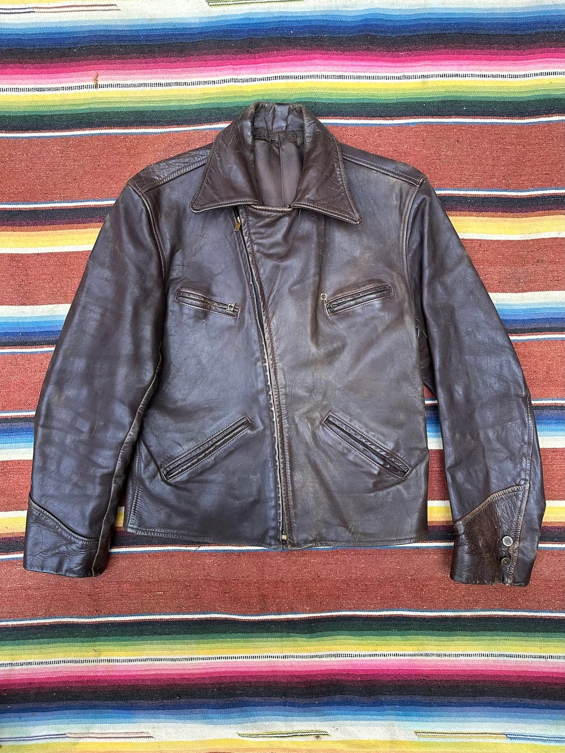 40s USA Horse Hide Rider Jacket 상품이미지3