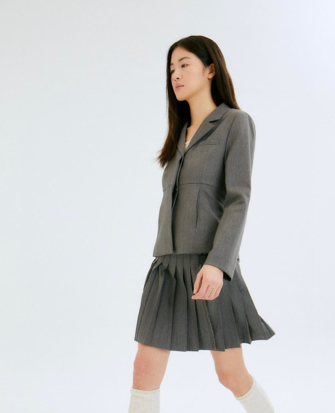 할로미늄 투 버튼 자켓 s 그레이 상품이미지2