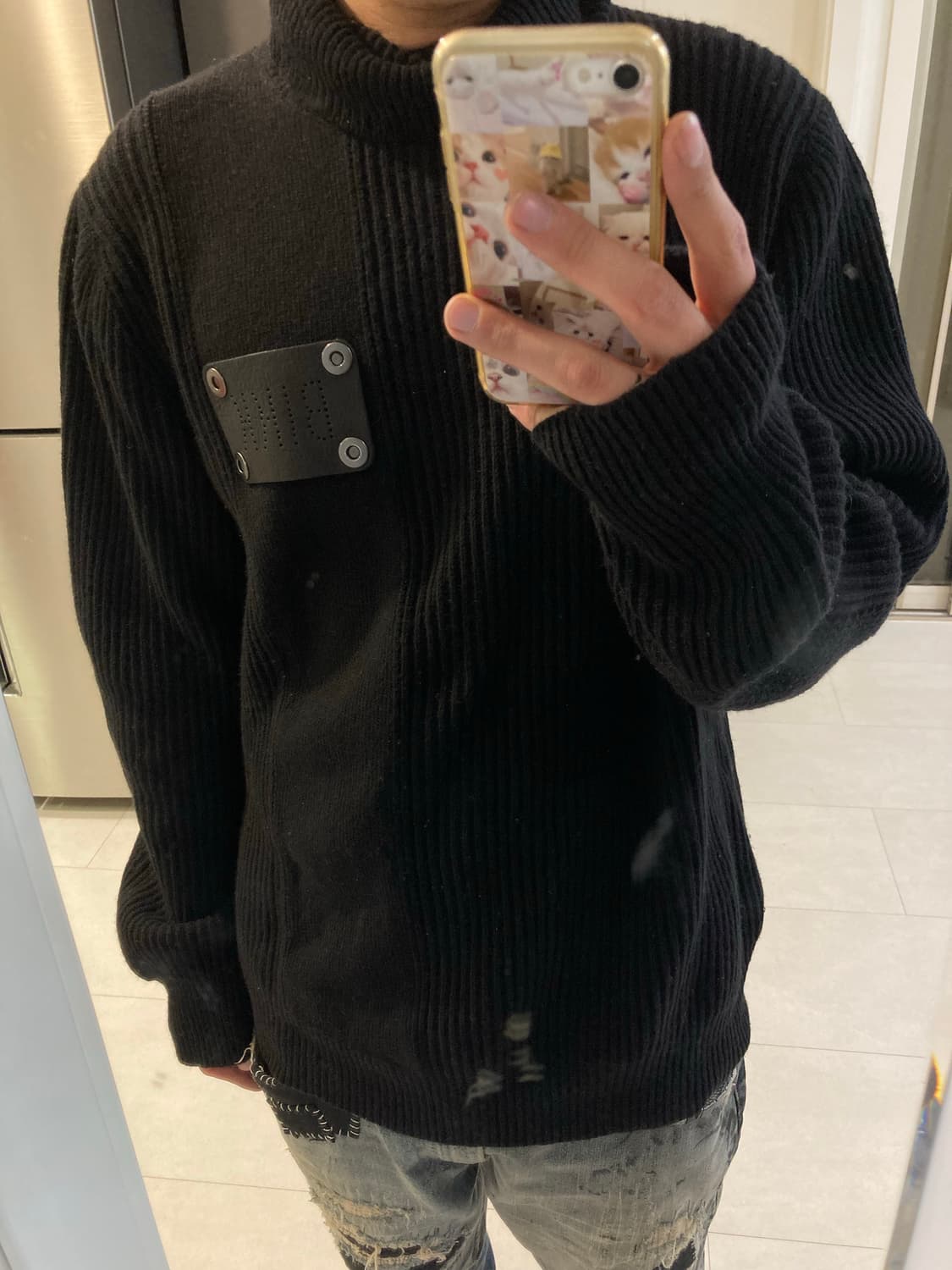 2006AW 딕 비켐버그 레더 패치 니트 상품이미지8