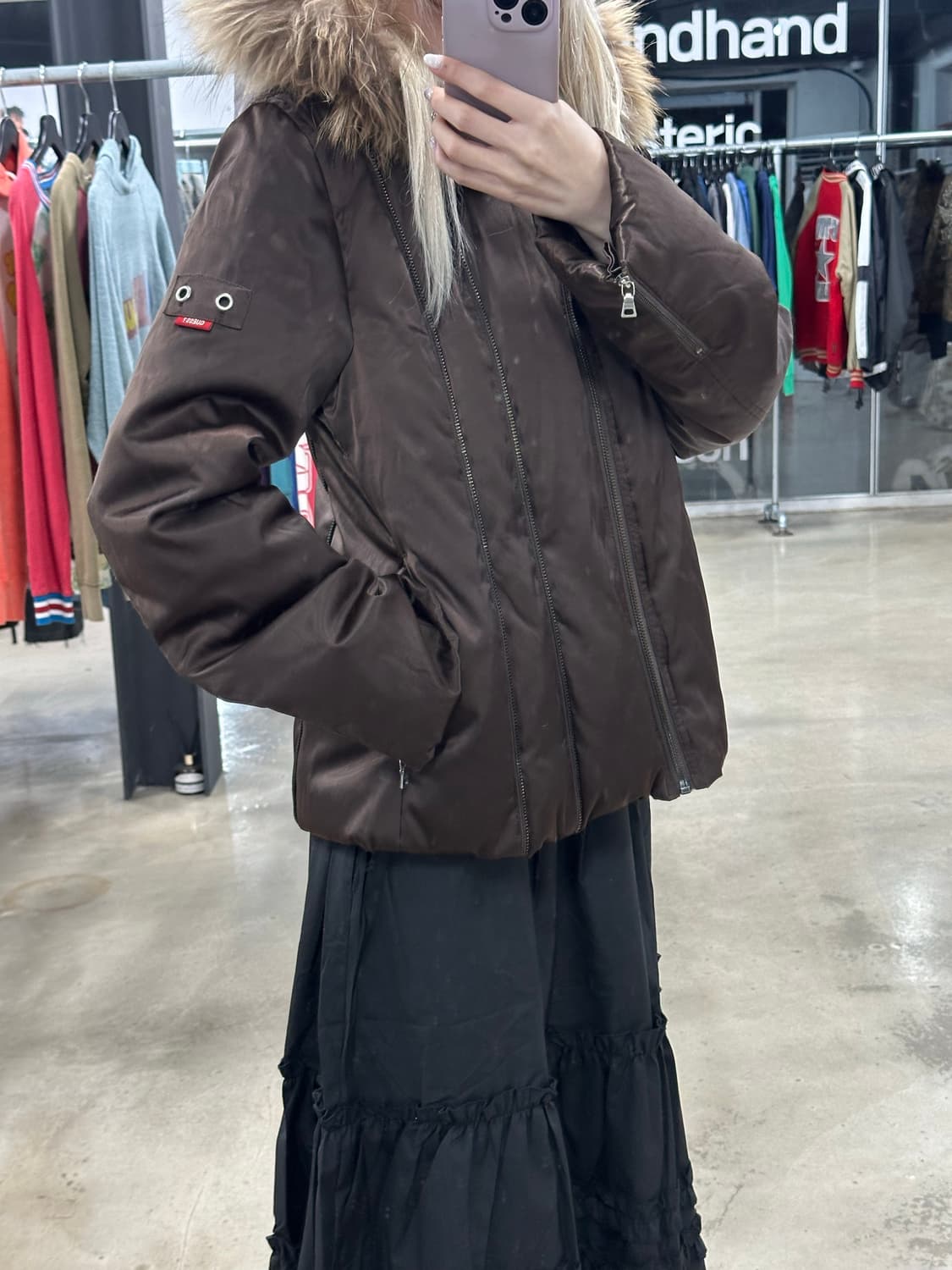 게스 브라운 퍼 패딩 자켓 상품이미지3