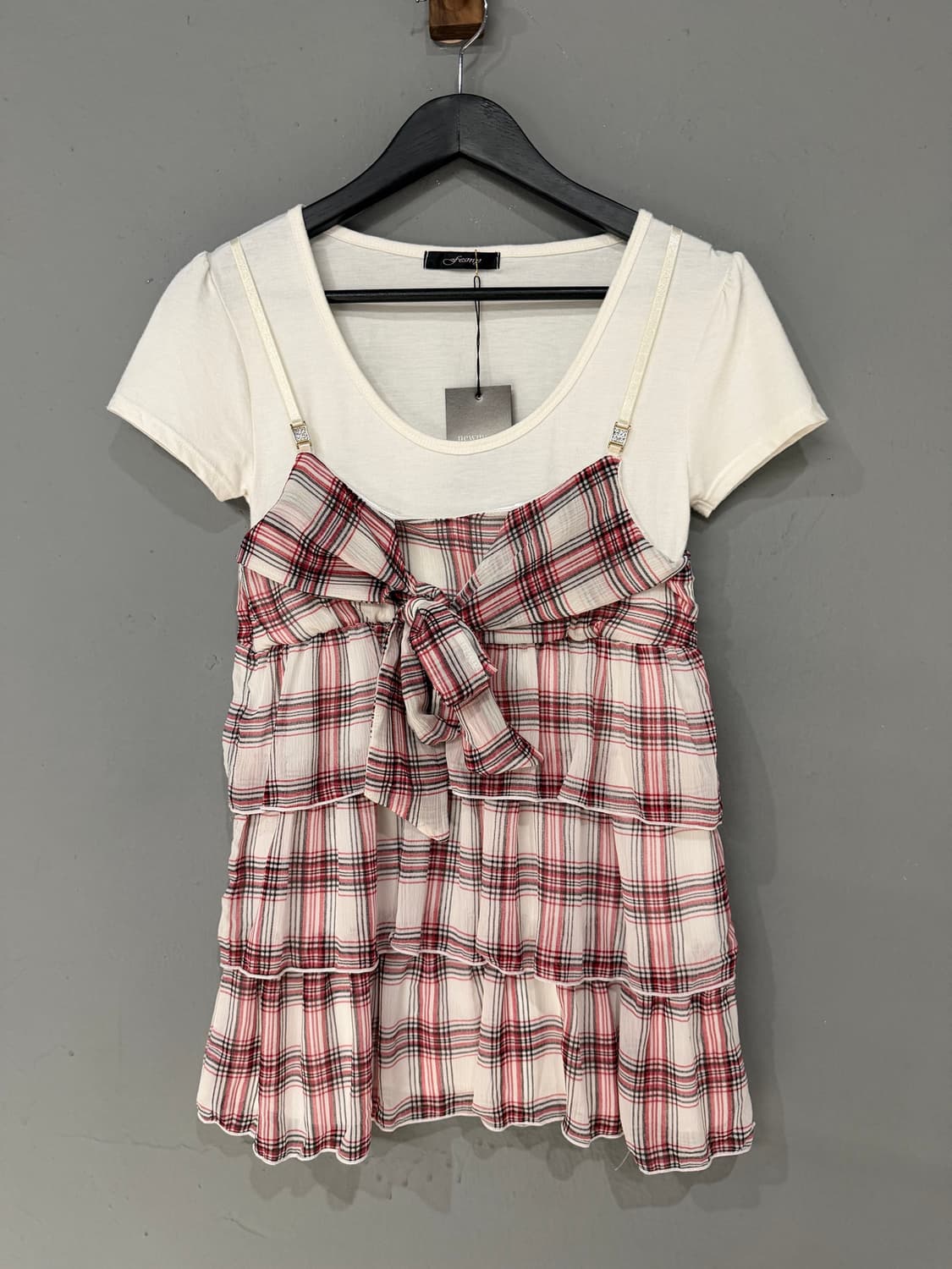 check can-can layered detail top 상품이미지5