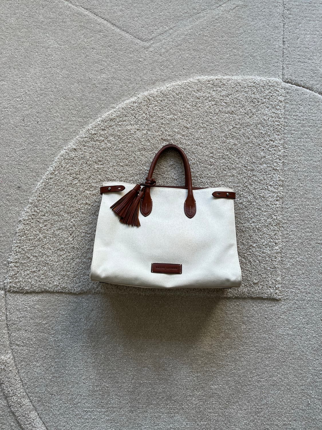 폴로 랄프로렌 캔버스 레더 테슬 토트백  상품이미지2