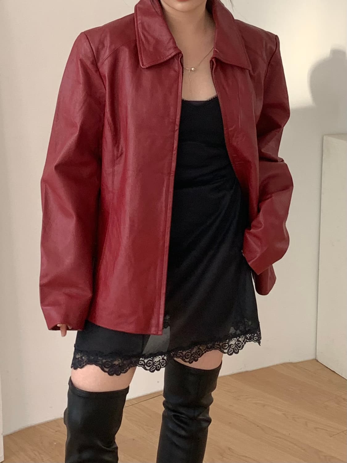 Red leather JK 상품이미지4
