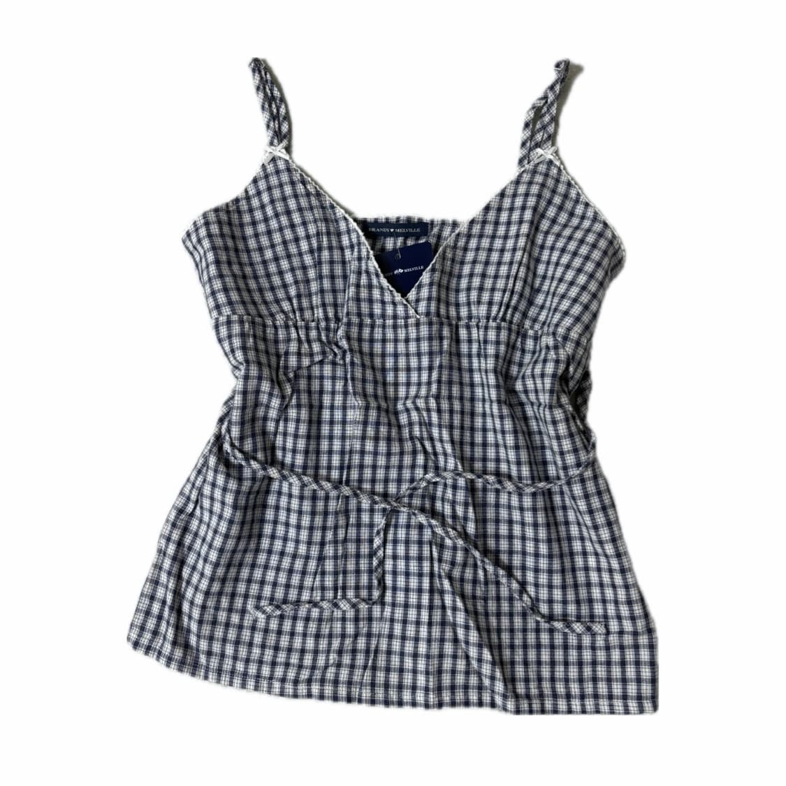브랜디멜빌 BRANDY MELVILLE 체크 슬리브리스 나시 탑 상품이미지1