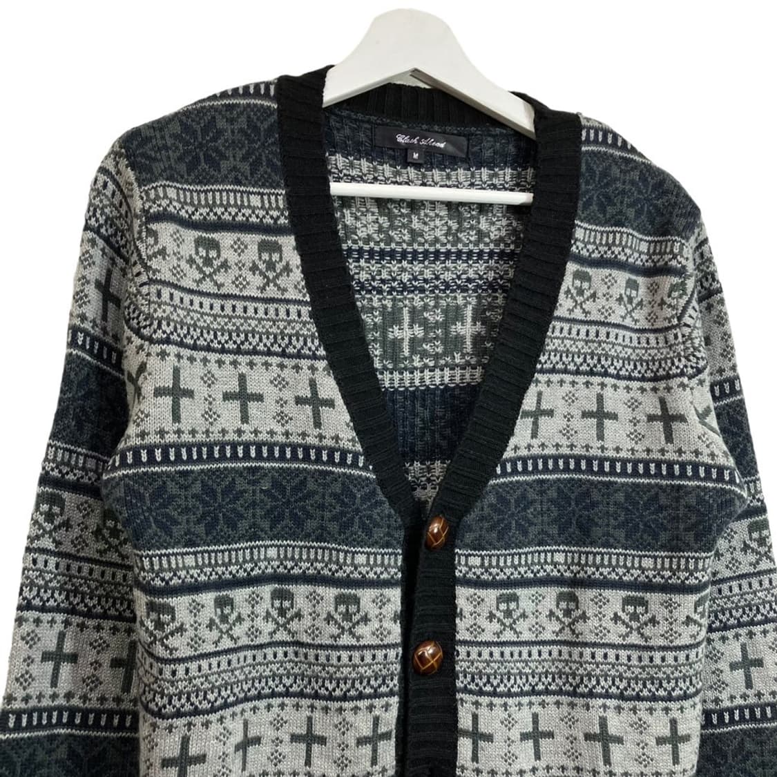 펑크 스컬 니트 가디건 상품이미지4