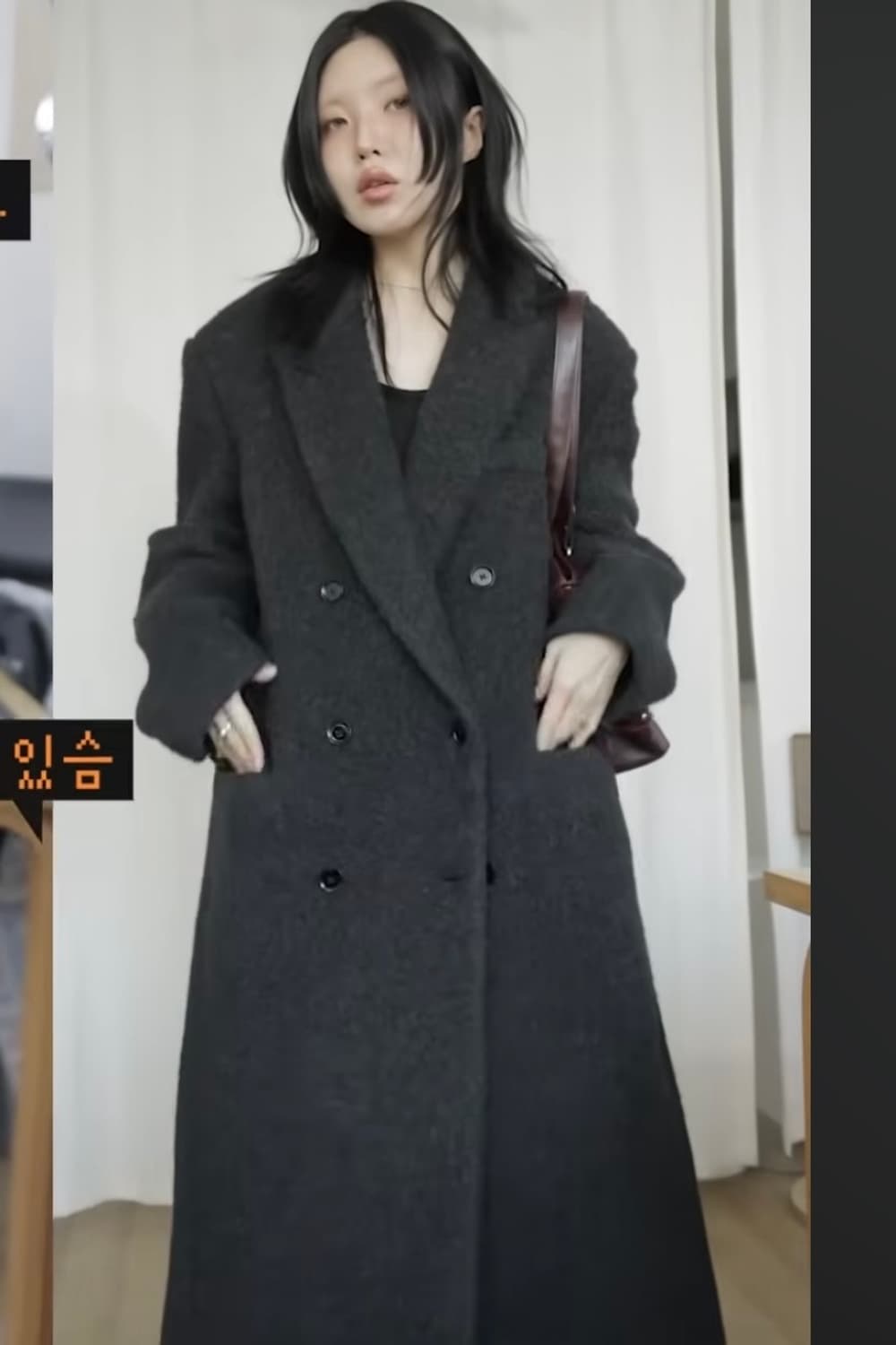 (송이송이) 인사일런스우먼 부클 알파카 헤어 더블 코트 상품이미지4