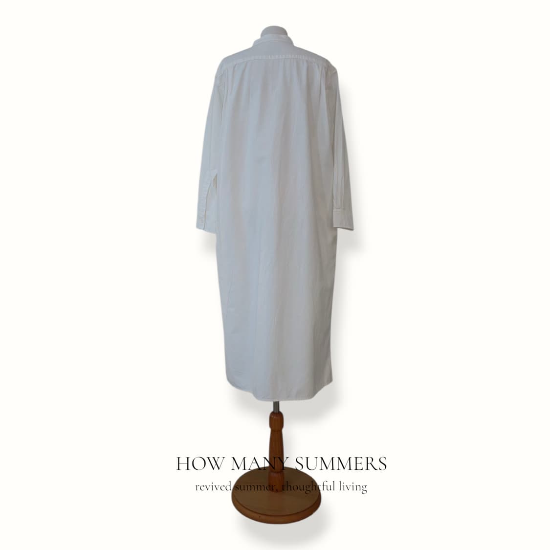 무인양품 셔츠 롱 원피스 화이트 면 밴드카라 (XS-S) 상품이미지3