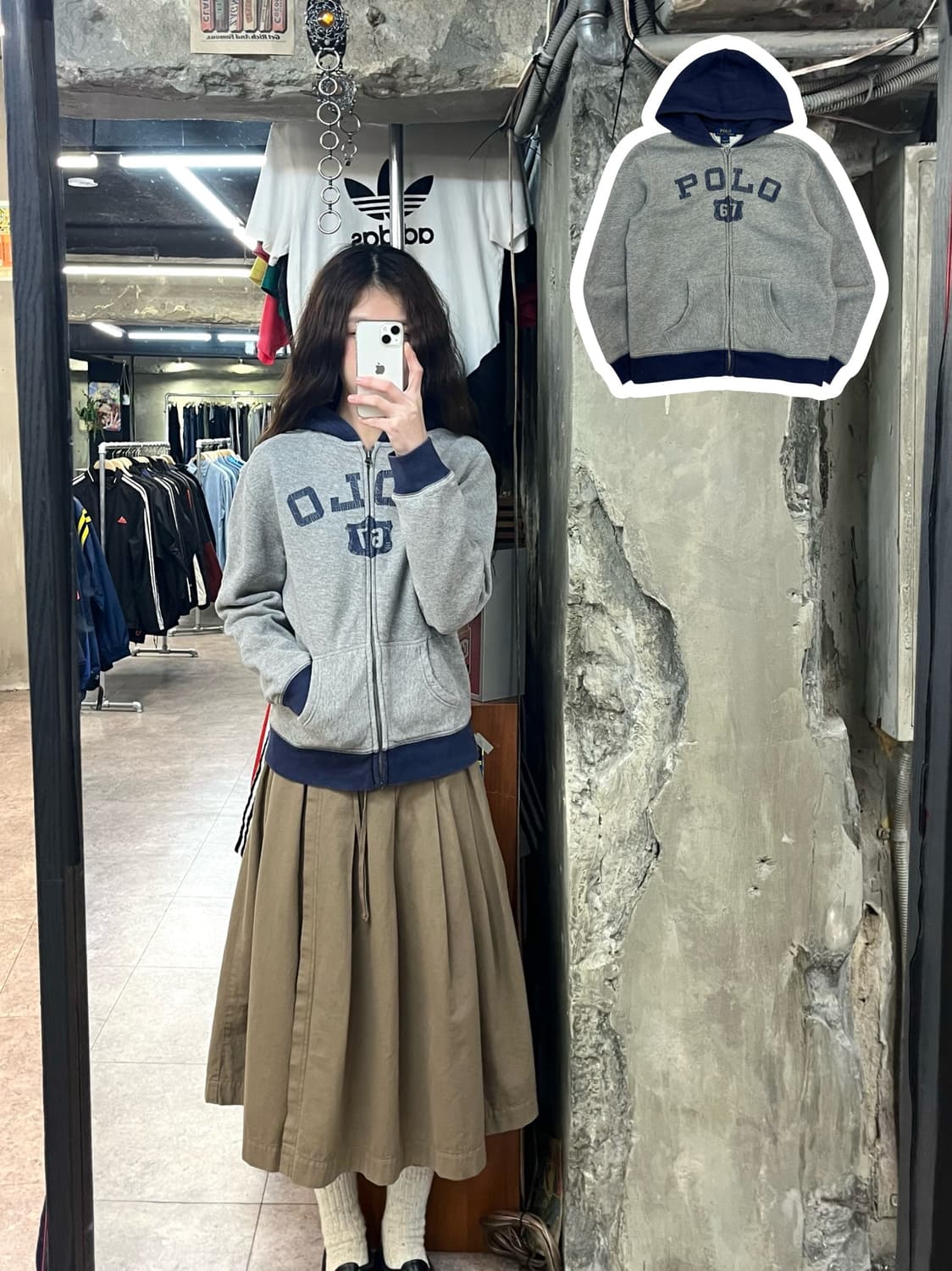 폴로 랄프로렌 배색 후드집업 그레이 L #csz2589 상품이미지1