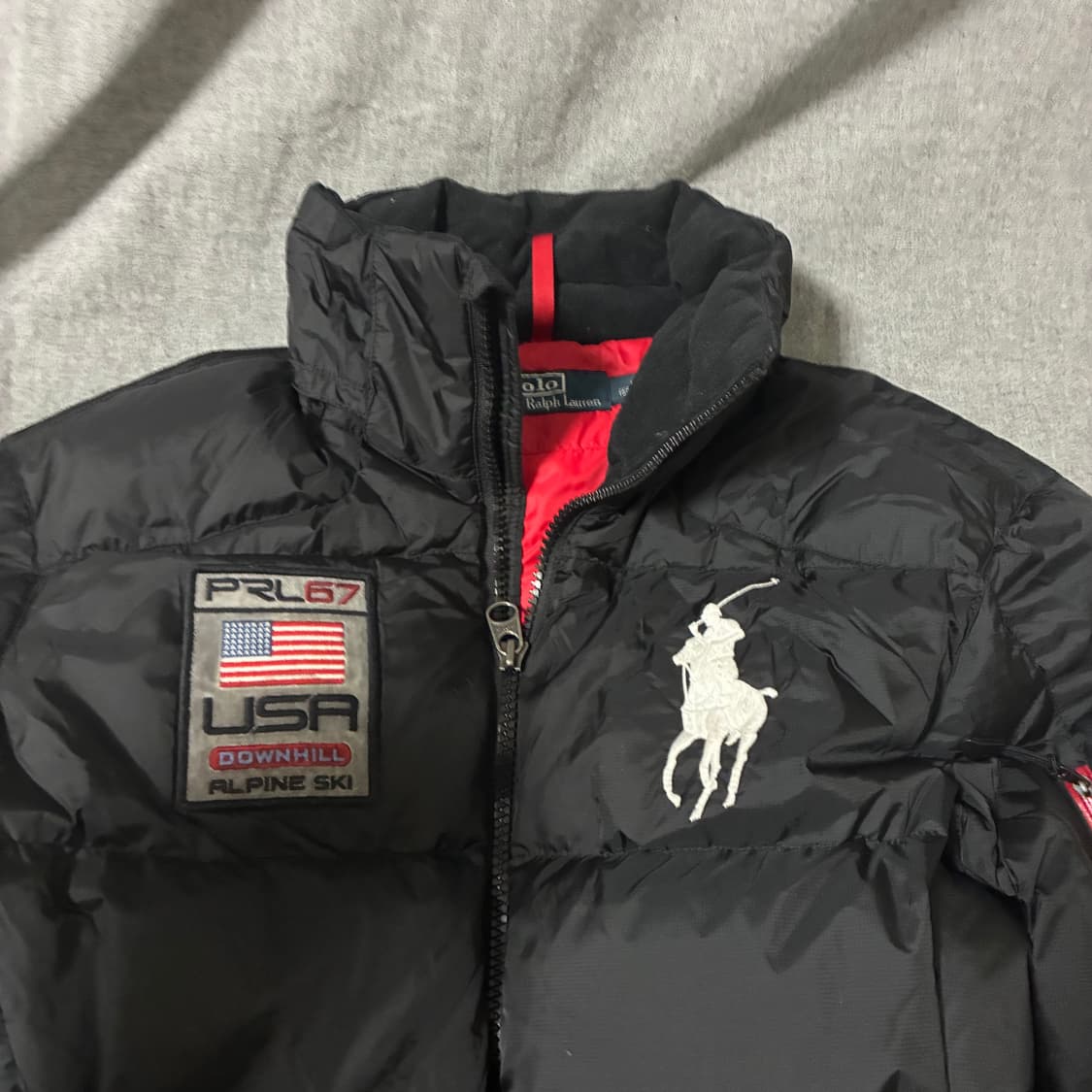 폴로 빅포니 성조기 블랙 패딩 점퍼 L사이즈 상품이미지3