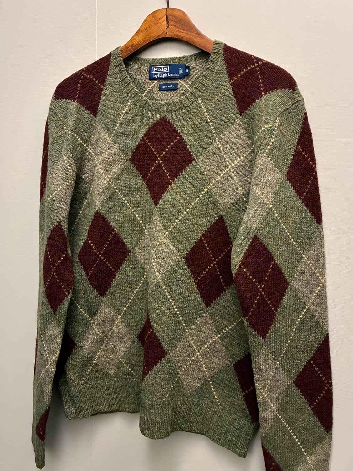 (M/100)00s 폴로랄프로렌 아가일 램스울 크루넥 니트 폴로니트 상품이미지2