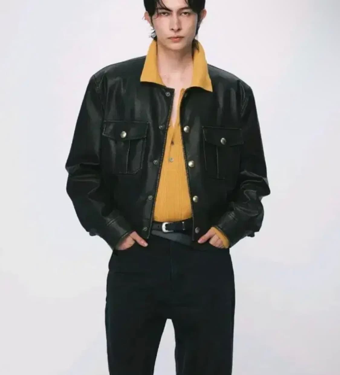 [M] 노이스 24fw 퓨어 카라 레더자켓 상품이미지1