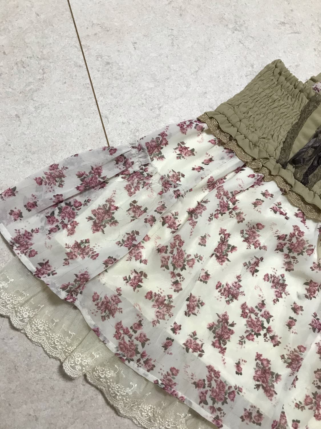 엑시즈팜 라떼갸루 엑팜 대장 모리걸 레이어드 레이스 나시 탑 상품이미지3