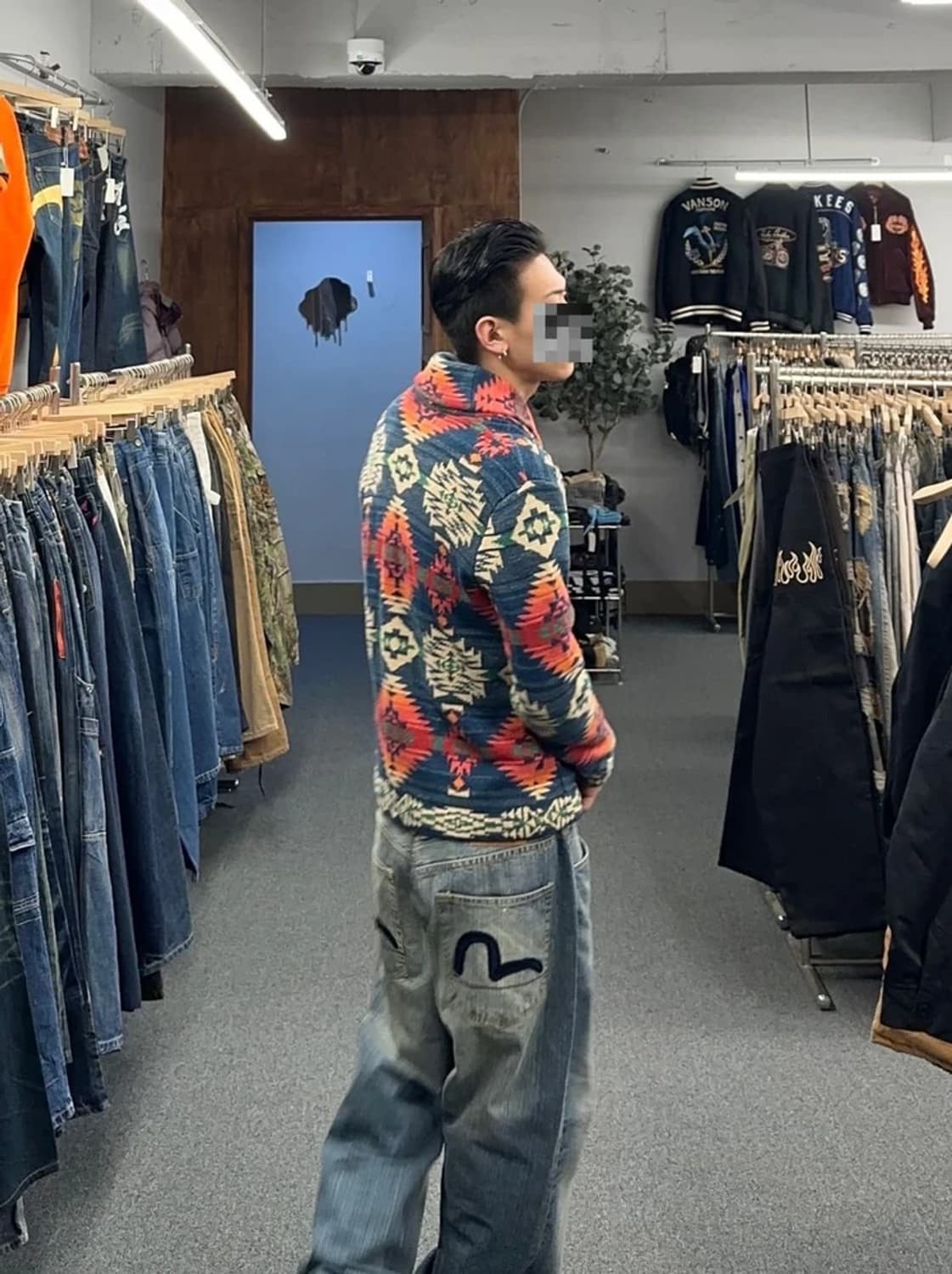 데님앤서플라이 00's 에스닉 패턴 코위찬 버튼 니트 PN7169 상품이미지4