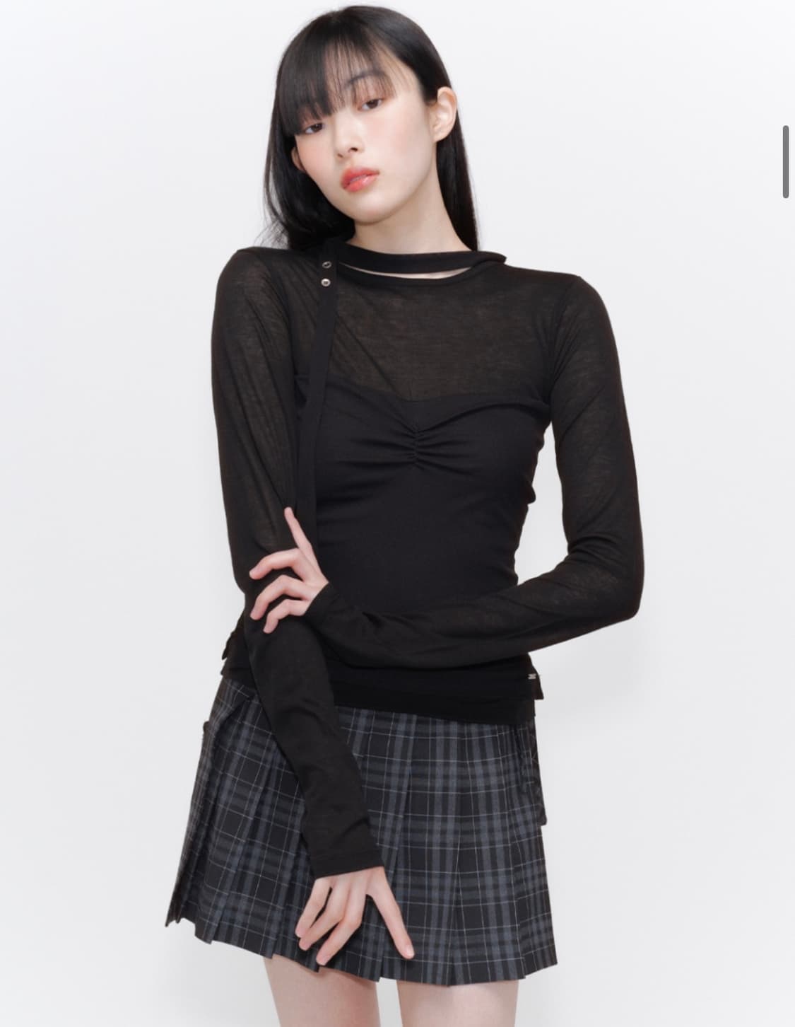 미세키서울 Sheer layered scarf long sleeves 상품이미지3