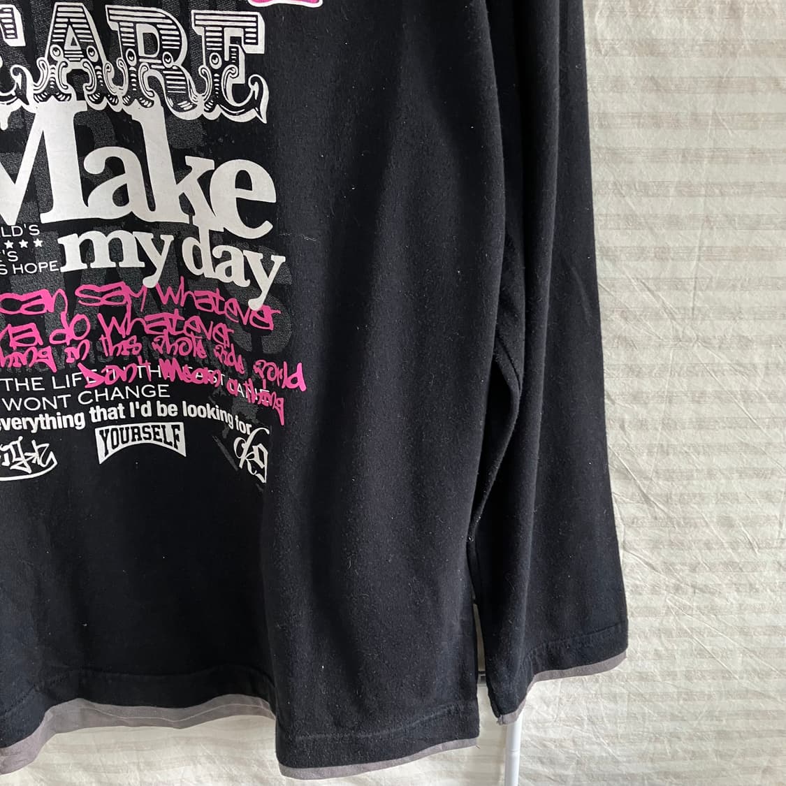 빈티지 공주 핑크 체크 레이어드 티 918 y2k 스트릿 모리 갸루 일본 상품이미지3