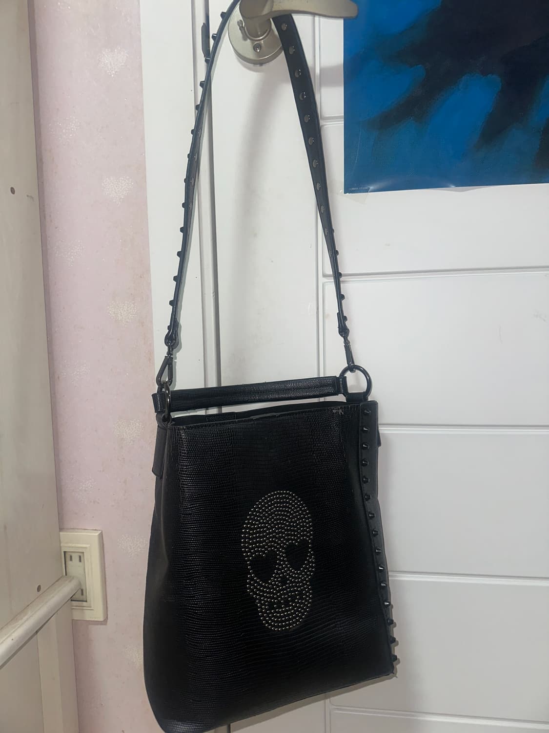 에고이스트 가죽 펑크 고딕 고스 스컬 해골 큐빅 숄더백 상품이미지1