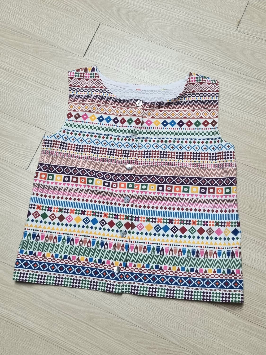 일본 빈티지 꽃 단추 조끼 상품이미지1