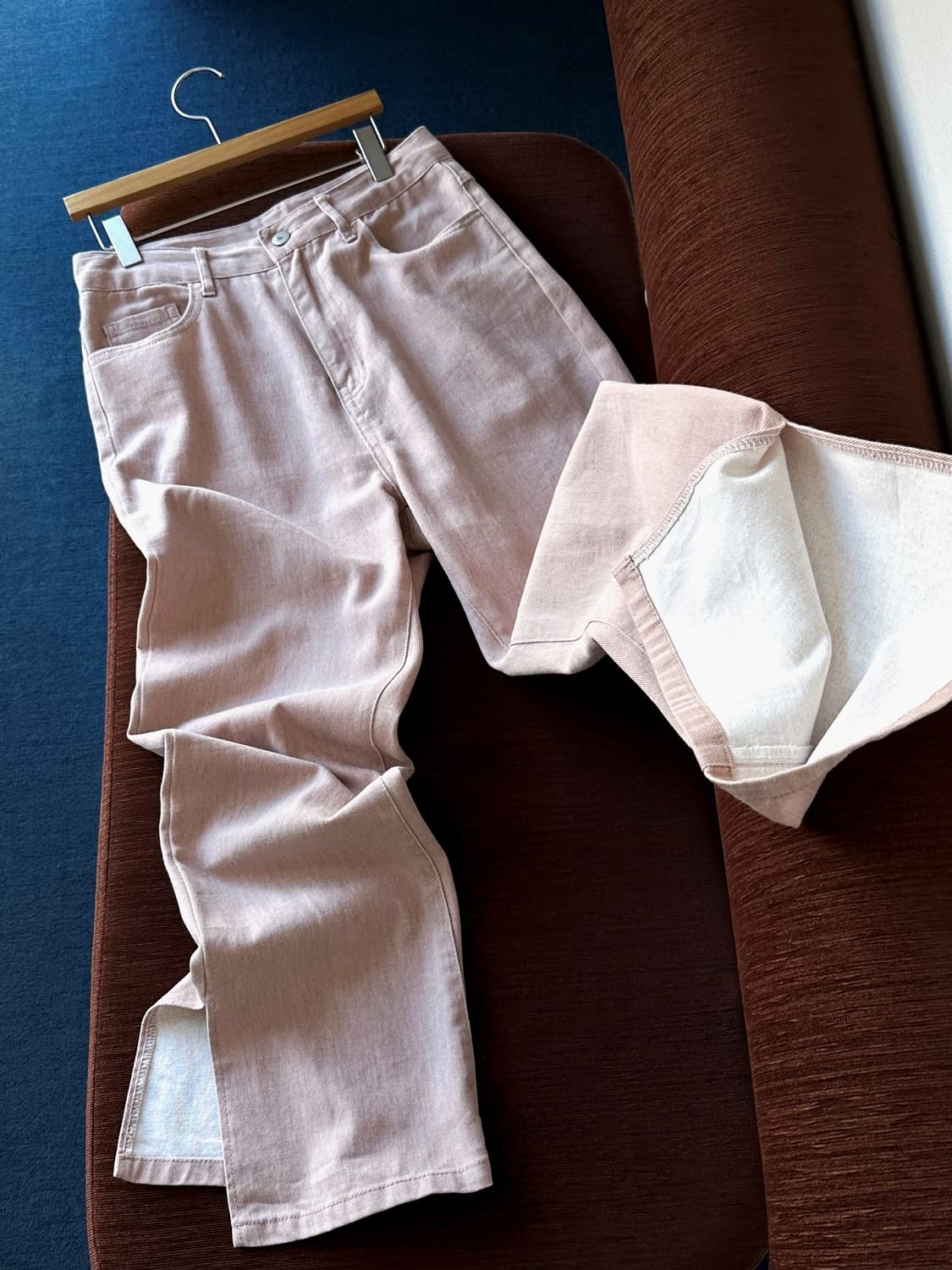 Cotton denim side slit flare pants 상품이미지1
