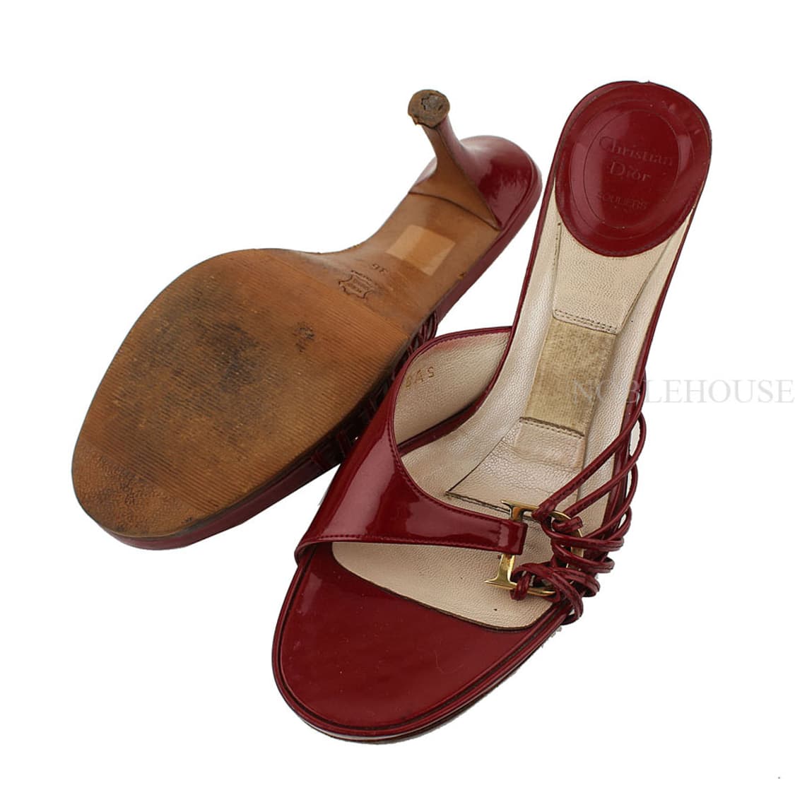 디올 버건디 페이던트 금장 D로고 뮬 슬리퍼 36 상품이미지4