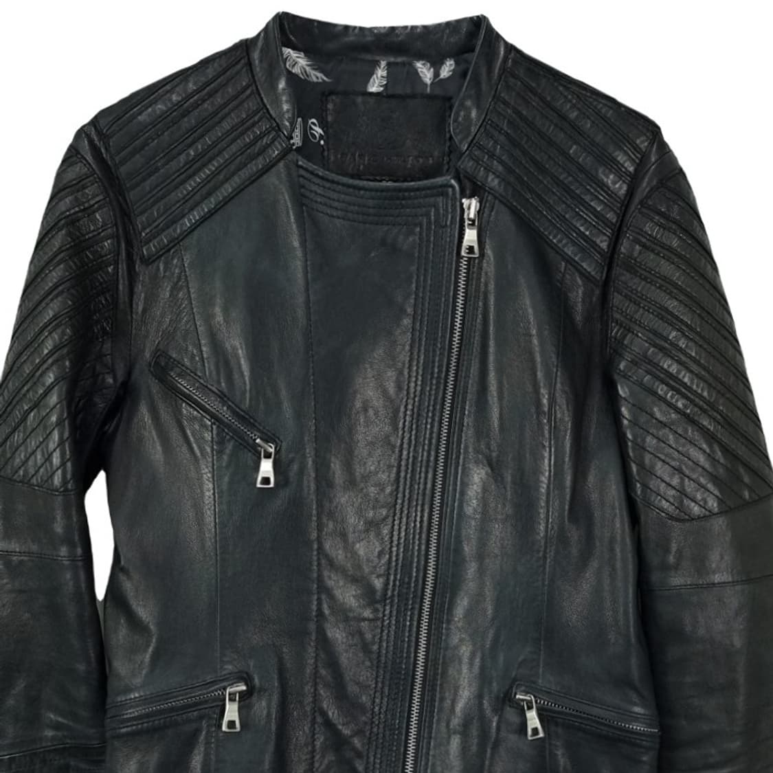 [빈티지] 리얼 램스킨 양가죽 사선 라이더 자켓 블랙 M19801 상품이미지4