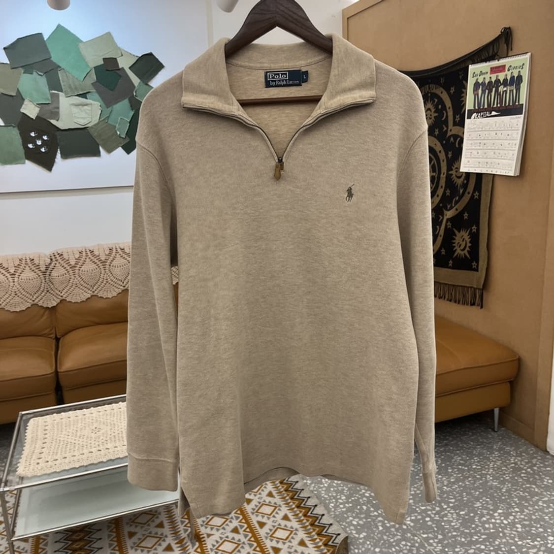 폴로 랄프로렌 빈티지 모던캐주얼 오트밀 반집업 니트 L C10940 상품이미지3