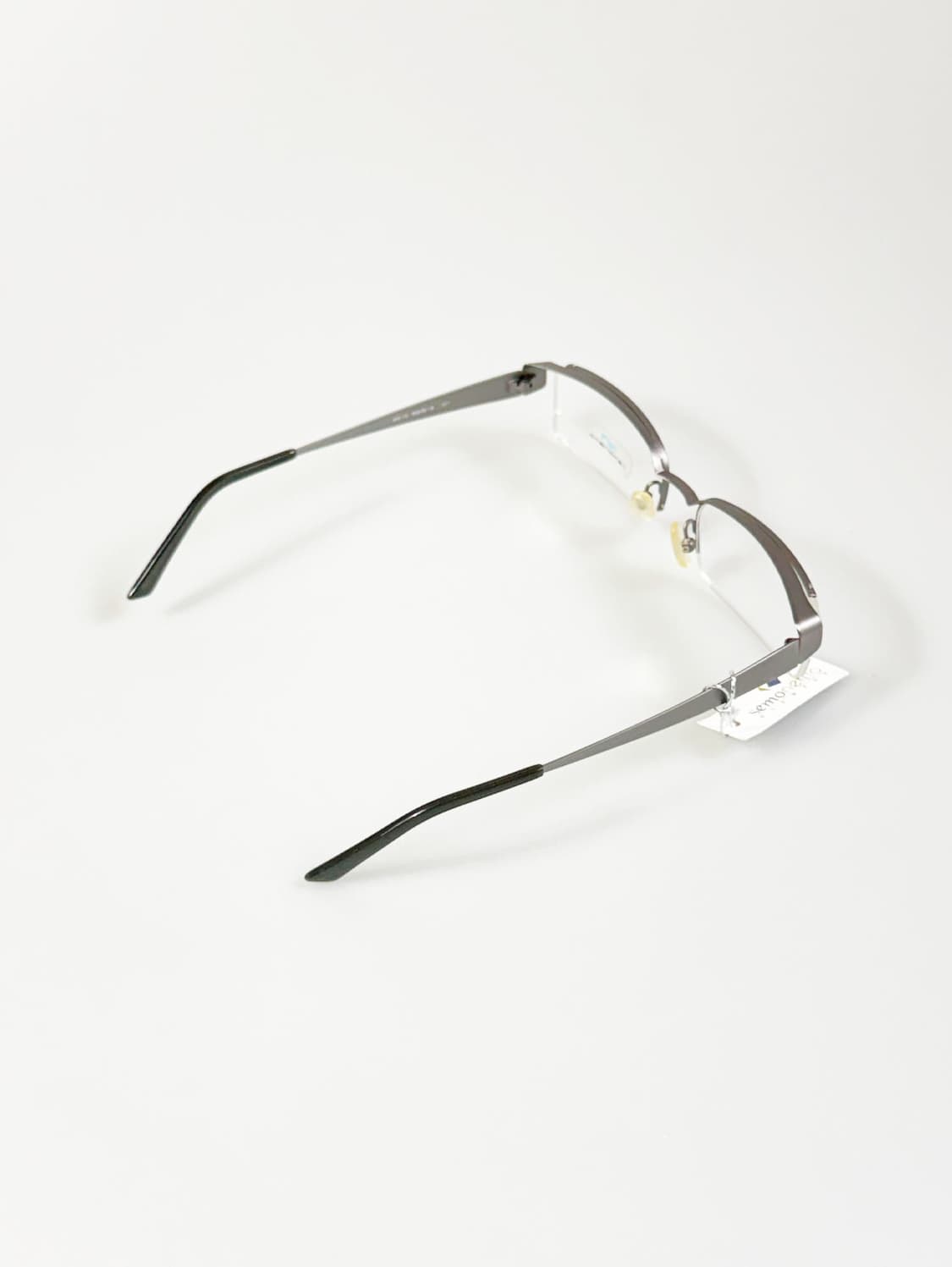 SEMONEMO 그레이 메탈 반무테 스퀘어 빈티지 안경 상품이미지4
