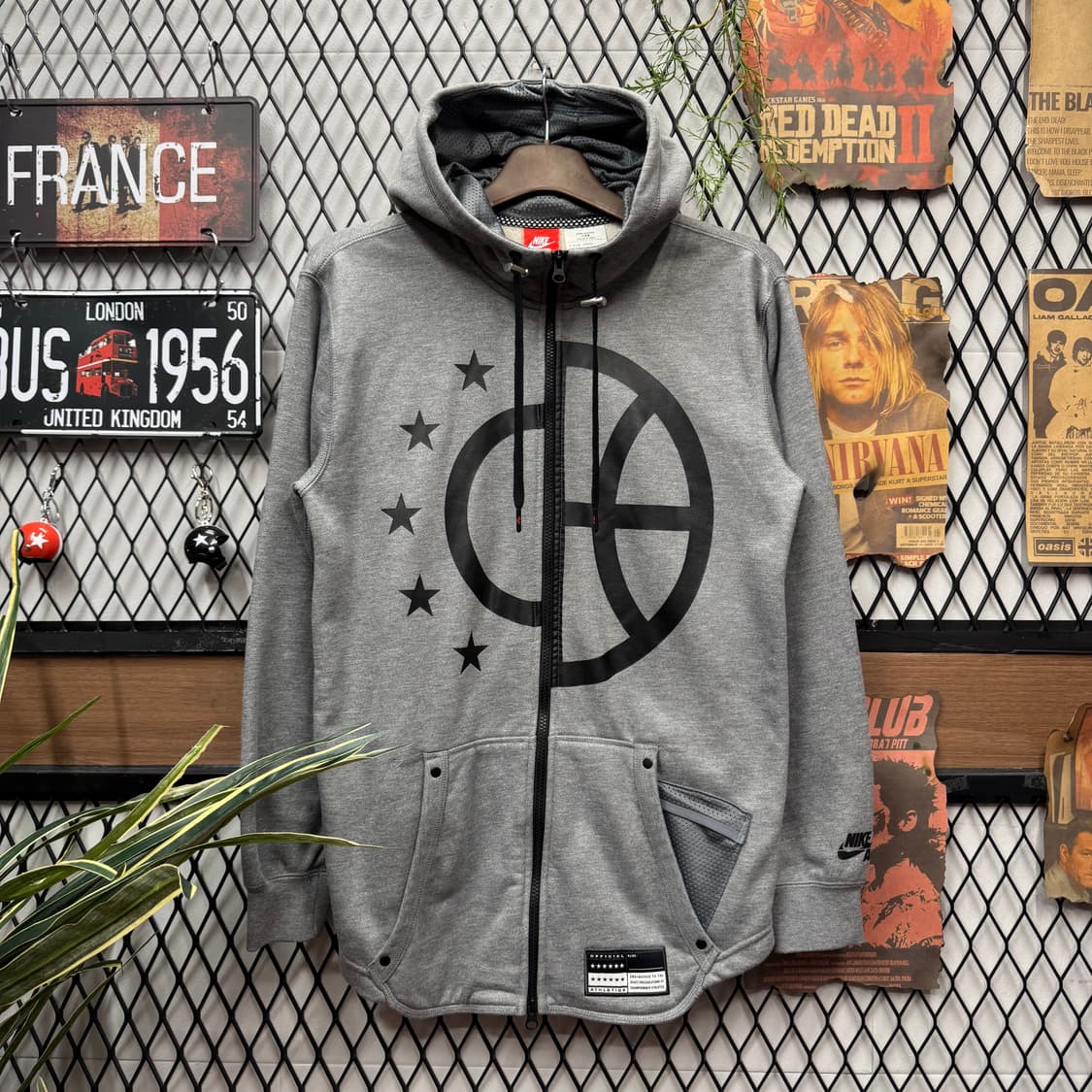 나이키 에어 후드 집업 전면 에슬레틱 빅로고 포인트 그레이 상품이미지1