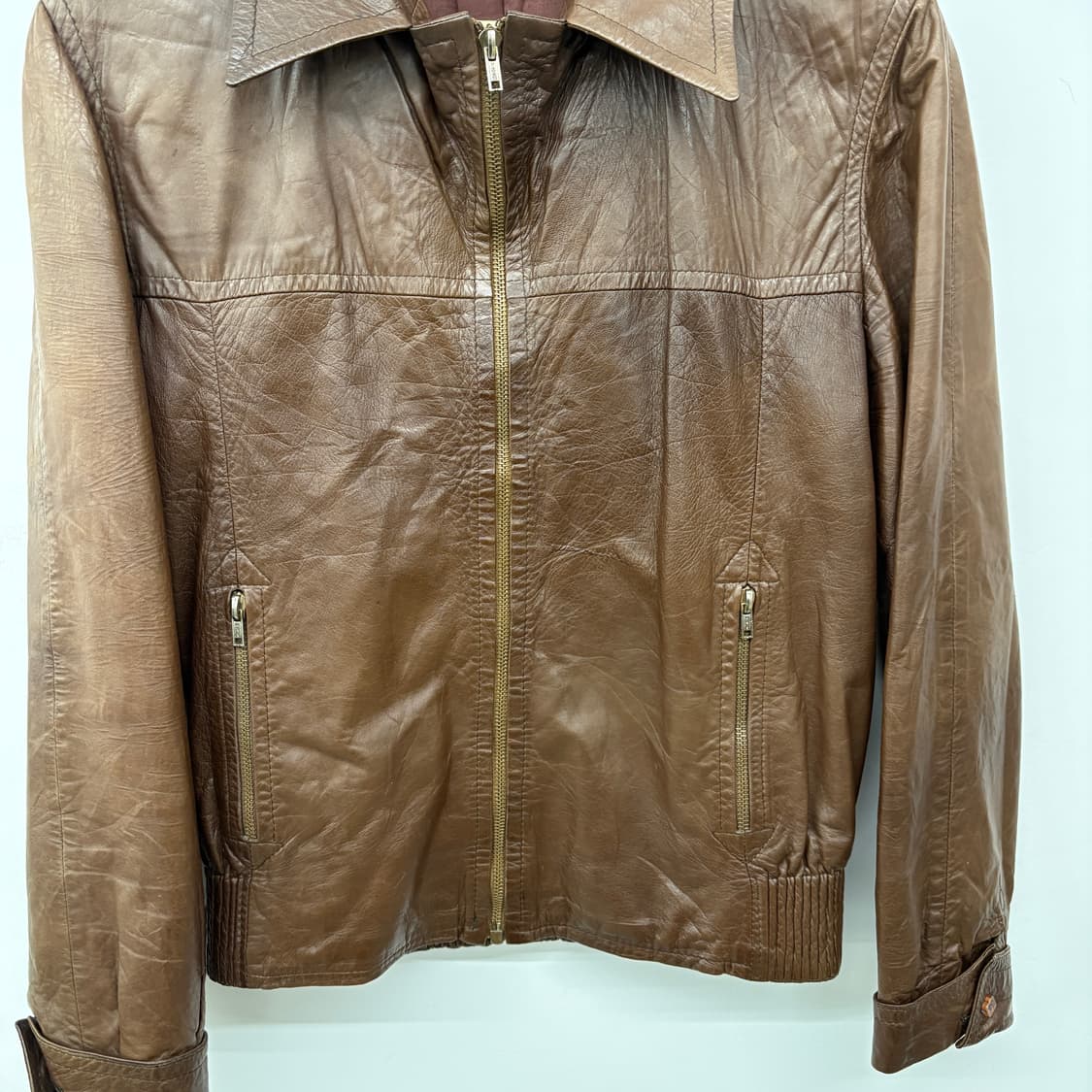 빈티지 브라운 송아지 가죽 자켓 여성M 상품이미지2
